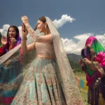 Aqua Pakistani Bridal Lehenga with Handcrafted Zardozi and Resham Embroidery