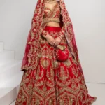 Crimson Raw Silk Bridal Lehenga with Dual Dupattas