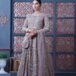 Ethereal Rose Gold Embellished Bridal Peshwas