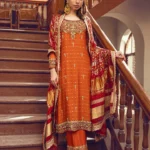 Radiant Orange Kameez Salwar Dupatta Mehndi Ensemble