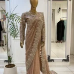 Rose Gold Ethereal Hand-Worked Saree