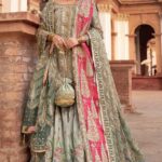 Jade Green Raw Silk Bridal Gharara Kameez with Dual Dupatta