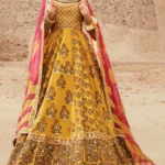Mustard Gold Hand-Embellished Raw Silk Bridal Lehenga Set