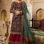 Red Kameez & Sharara Set with Embellished Net Dupatta