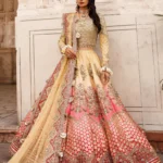 Golden & Pink Pakistani Bridal Lehenga Choli – Regal Elegance for Your Wedding