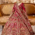 Radiant Red Raw Silk Bridal Ensemble – A Masterpiece of Handcrafted Elegance