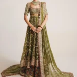 Earthy Green Elegance Lehenga Peshwaz Set