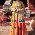 Canary Yellow Front Open Shirt with Printed Sharara Set