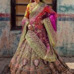 Mehendi Green Printed Lehenga with Contrast Choli and Signature Dupatta