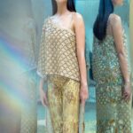 Light Gold Marcasite One-Shoulder Asymmetric Top