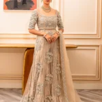 Nude Floral Pearl Side Slit Ensemble