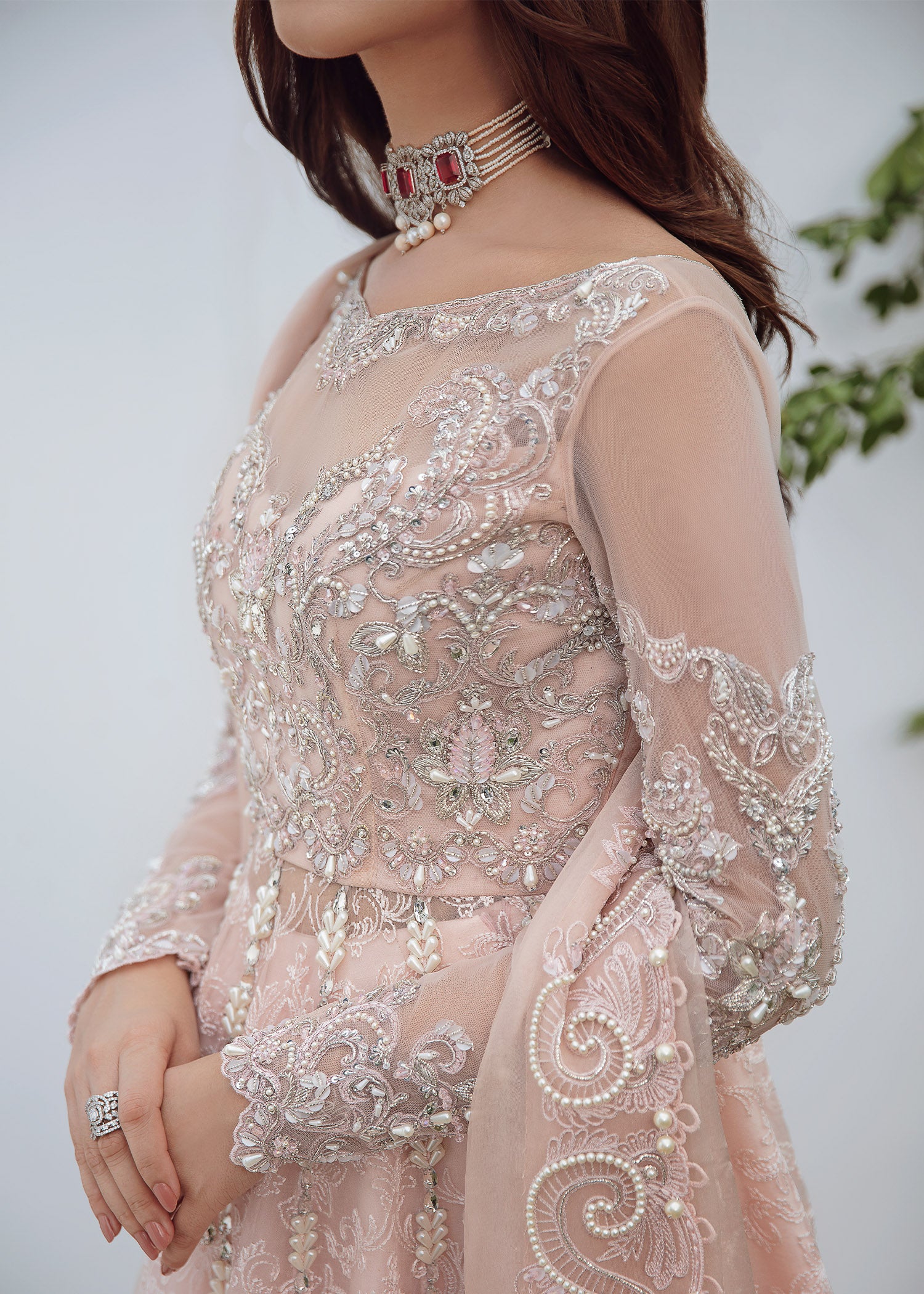 Powder Pink Embellished Peshwas Ensemble - Image 4