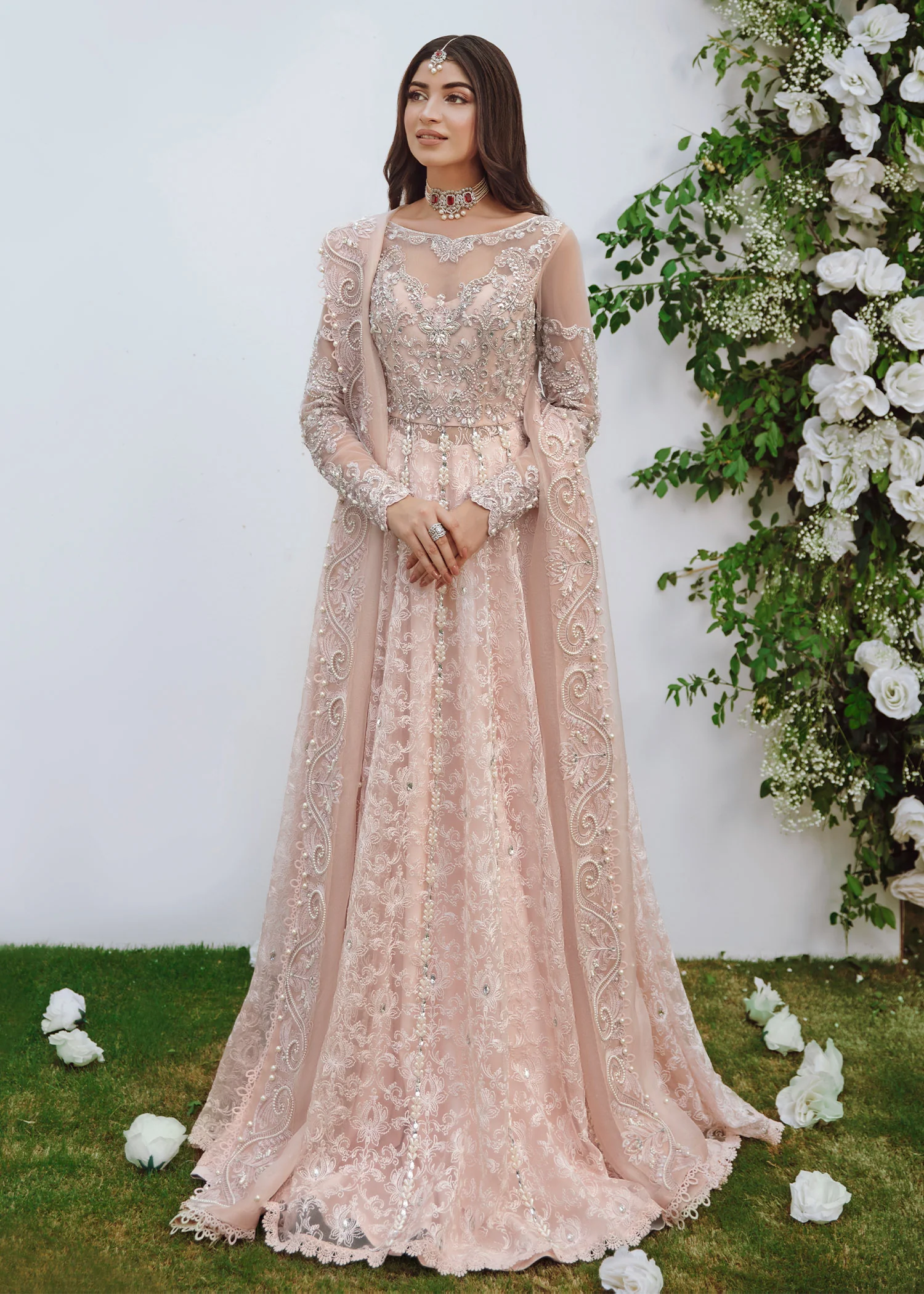 Powder Pink Embellished Peshwas Ensemble