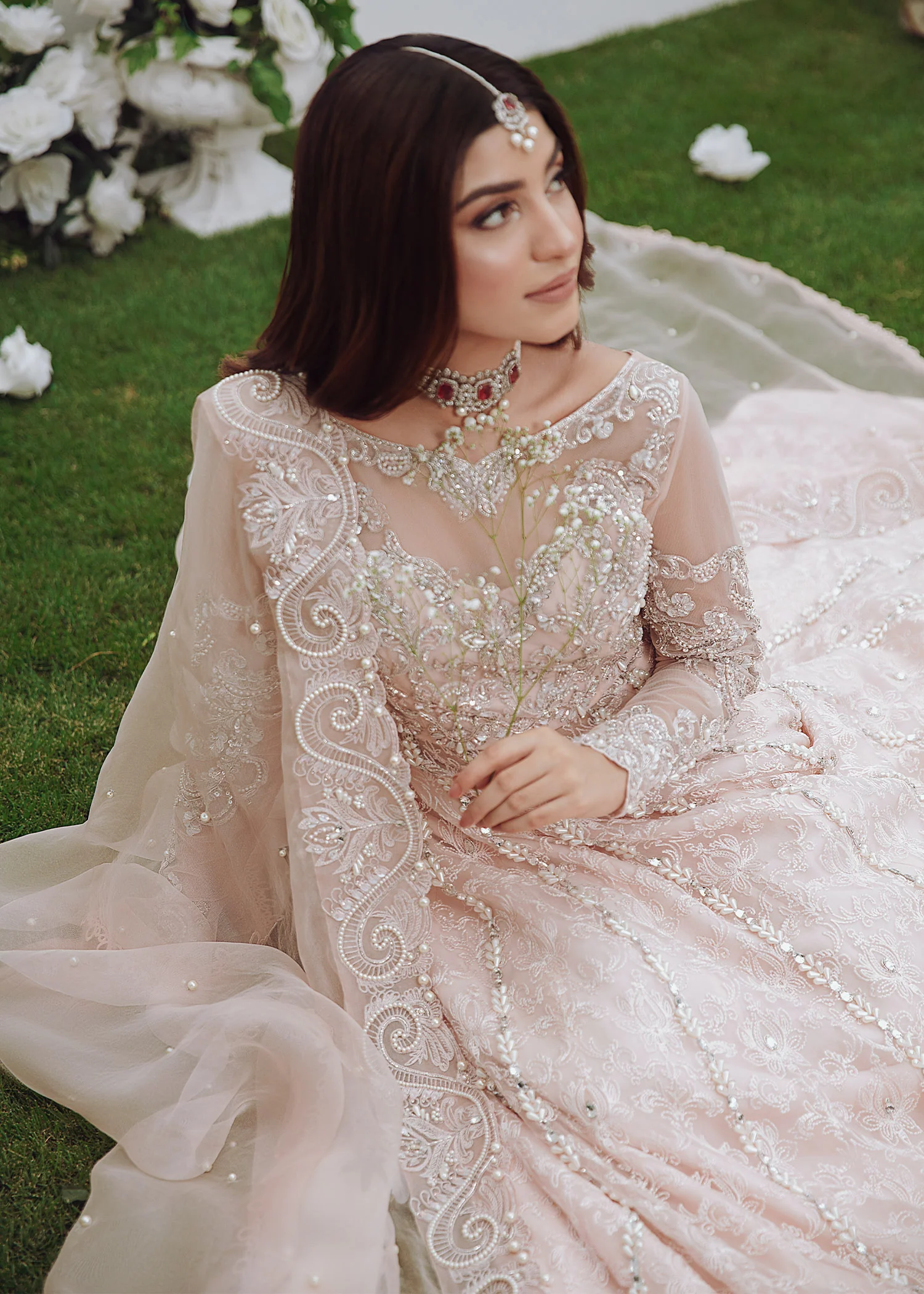 Powder Pink Embellished Peshwas Ensemble - Image 3