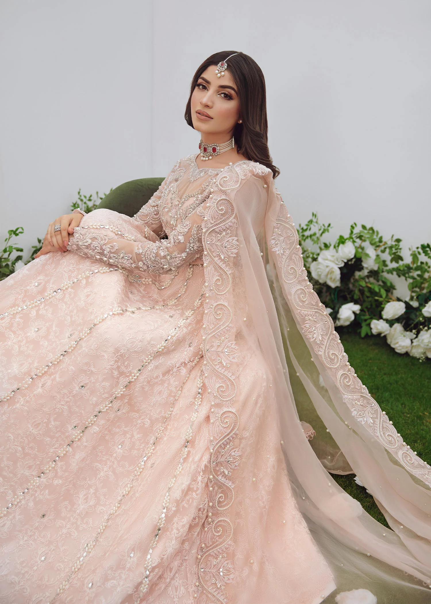 Powder Pink Embellished Peshwas Ensemble - Image 2