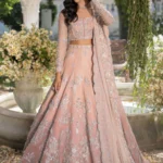Powder Pink Shikargah-Inspired Organza Lehenga Set