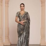 Midnight Elegance Half & Half Tissue Sari Set
