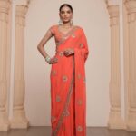 Radiant Rose-Gold Handcrafted Saree Set