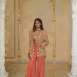 Radiant Coral Mirrorwork Sharara Set