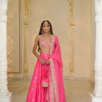 Raspberry  Rose Gold Banarasi Mirror Bridal Lehenga Ensemble