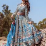 Teal Raw Silk Lehenga Ensemble