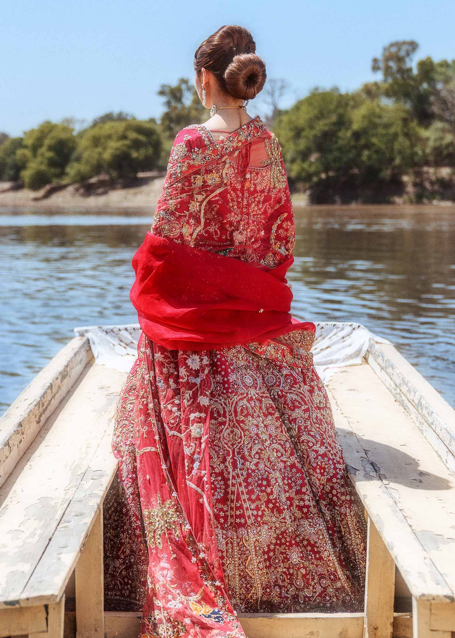 Ruby Red Raw Silk Lehenga Ensemble - Image 5
