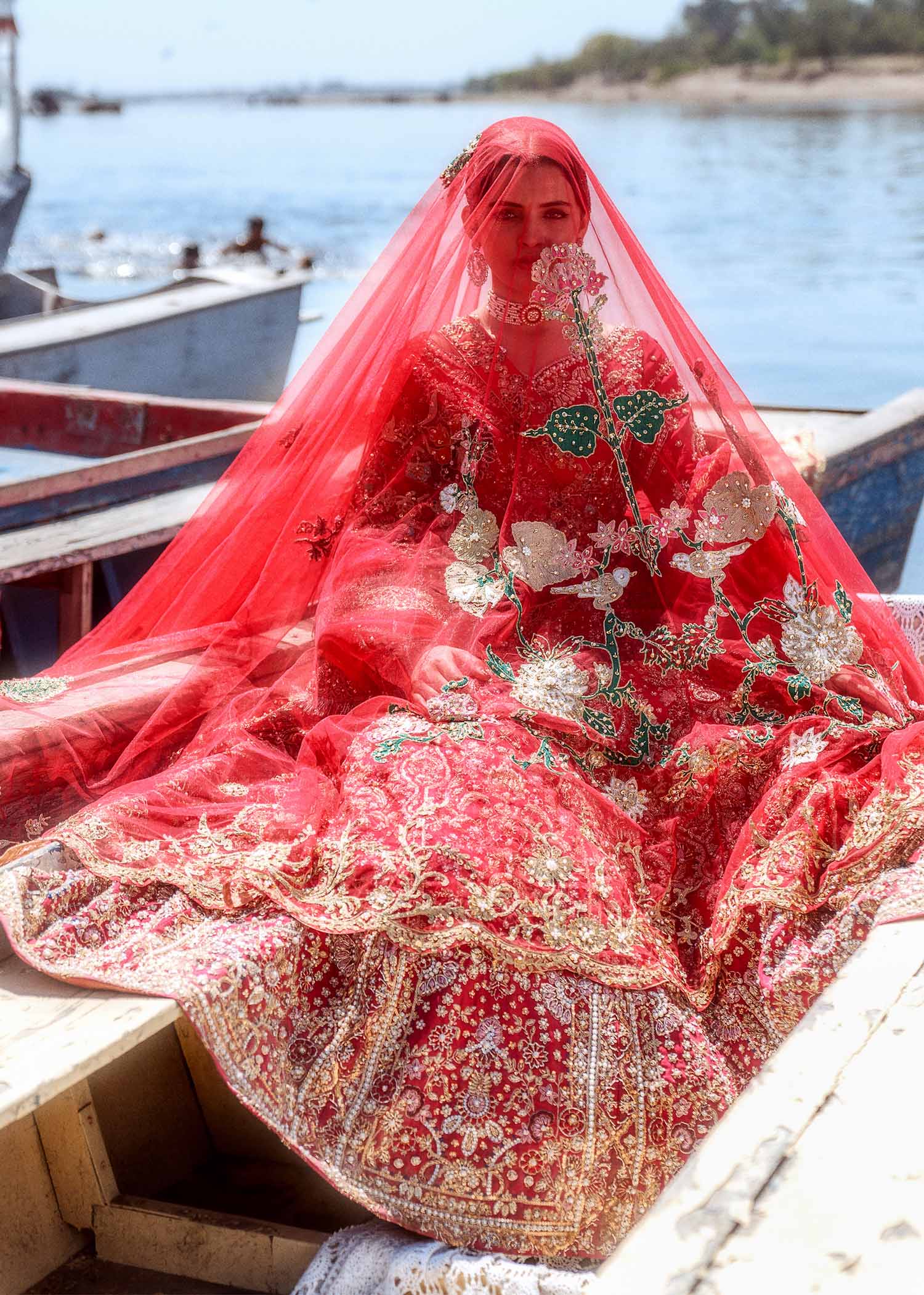 Ruby Red Raw Silk Lehenga Ensemble - Image 2