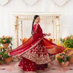 Maroon Handloom Net Bridal Kalidaar