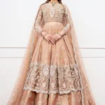 Soft Peach Bridal Gown Ensemble