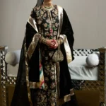 Ink Black Hand-Embroidered Raw Silk Ensemble