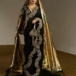 Raven Black Hand Embellished Saree Ensemble