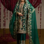 Emerald Green Raw Silk Statement Ensemble