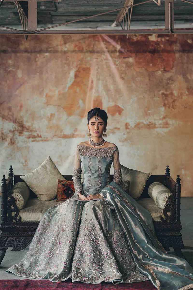 Ice Blue Gota and Zardozi Tissue Sharara Set - Image 4