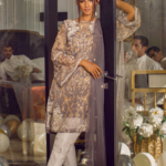 Orlena - Purple Embellished Shirt with a Dupatta and Cigarette Pants