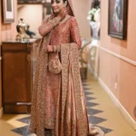 Sunset Peach and Gold Bridal Lehenga
