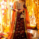 Tyrian Purple Bergenia Bridal Mehndi Dress