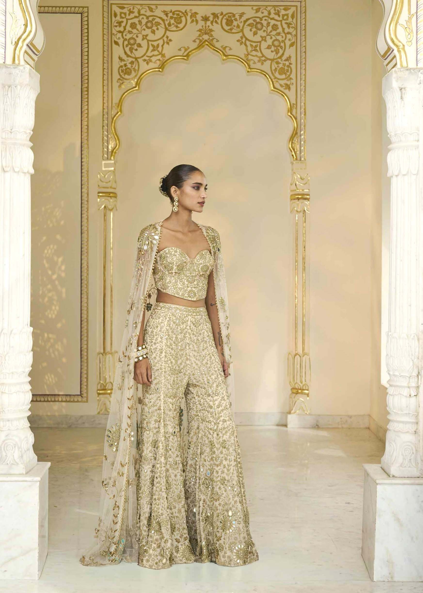 Golden Elegance Corset & Sharara Set - Image 2