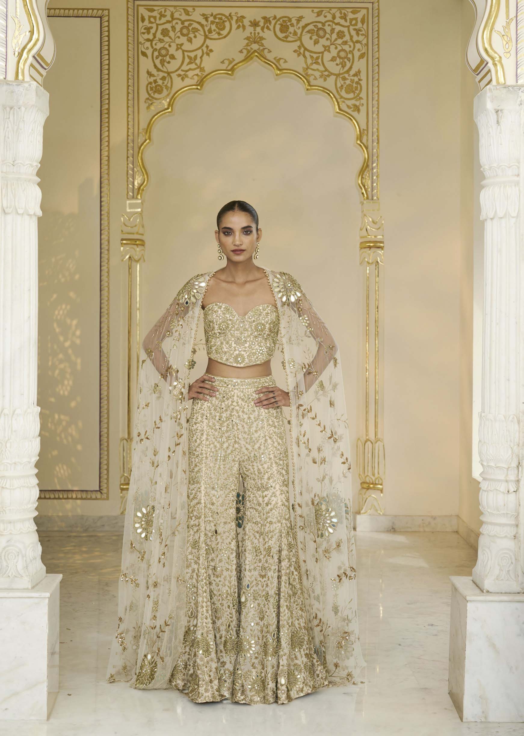 Golden Elegance Corset & Sharara Set