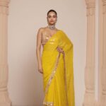 Golden Radiance Tiered Saree Ensemble