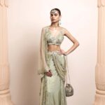 Gleaming Sea Green Handcrafted Saree Ensemble