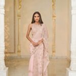 Rosy Glow Hand-Embroidered Saree Ensemble