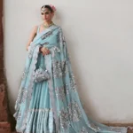 Ice Blue Chanderi Pishwas Ensemble