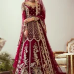 Cranberry Red Embellished Pishwas Ensemble