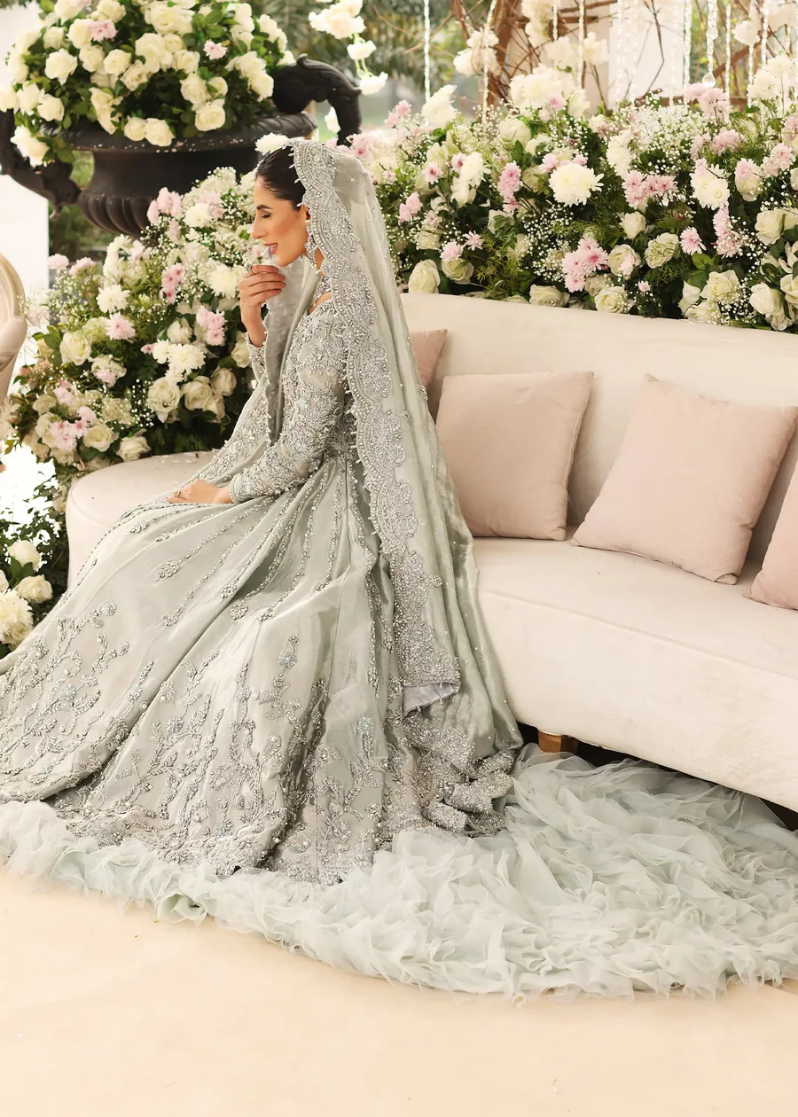 Zoha Ice Blue Bridal Peshwas Ensemble - Image 9