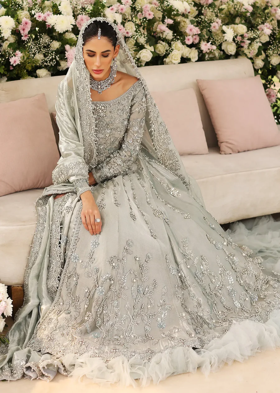 Zoha Ice Blue Bridal Peshwas Ensemble - Image 6