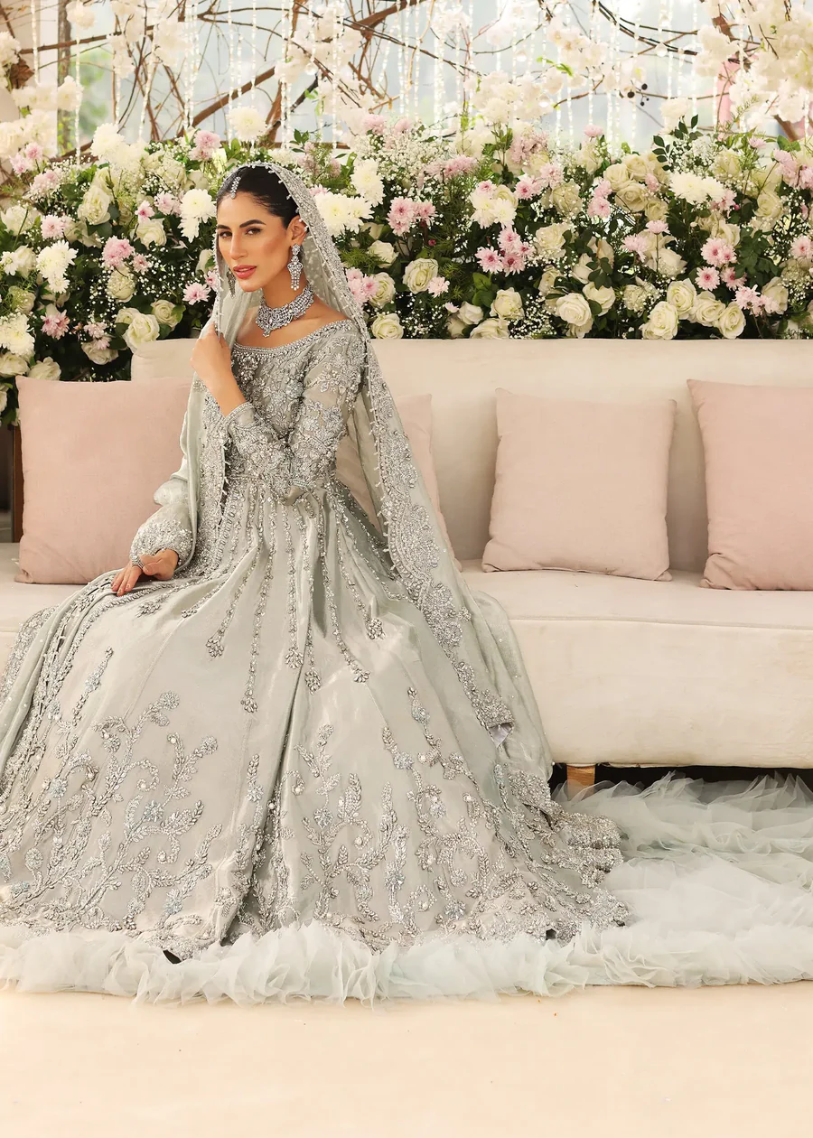 Zoha Ice Blue Bridal Peshwas Ensemble - Image 5