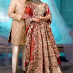 Maroon & Gold Bridal Embellished Maxi Lehenga