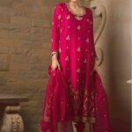 Classic Pakistani Formal Suit with Embellished Shirt and Churidar