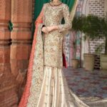 Champagne Tomato Embellished Shirt & Lehenga Set