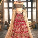 Off-Shoulder Embellished Blouse with Heavily Adorned Puffy Lehenga